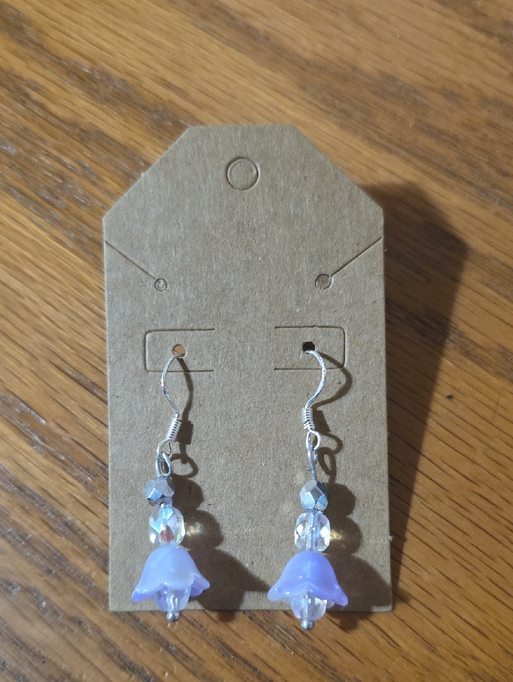 Handmade Delicate Lavender Bell Flower Drop Earrings .925